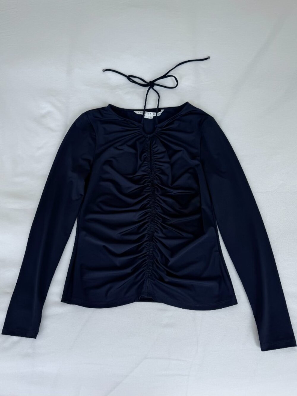 Veronica Beard "Roque" Stretch Jersey Top | Size 4 | Navy Blue - Picture 3 of 10
